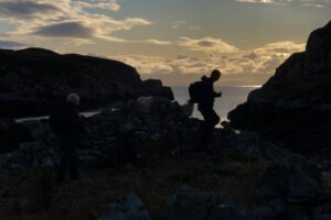 Photographers walking on the isle of harris